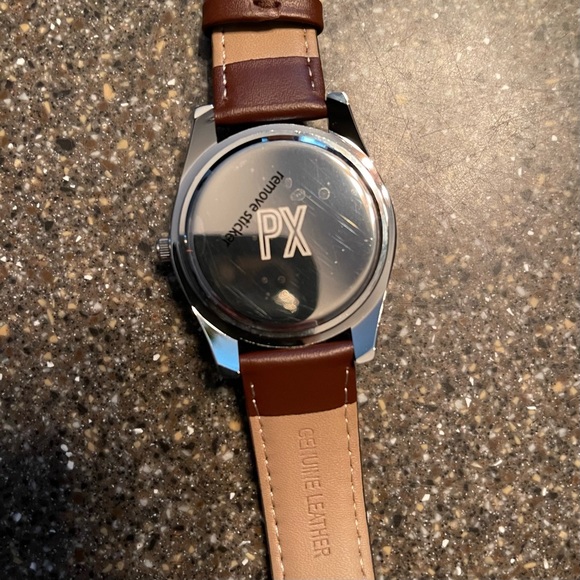 PX Mens Brown and Silver Perforated Leather Strap Watch NIB w/Tags - Picture 5 of 5